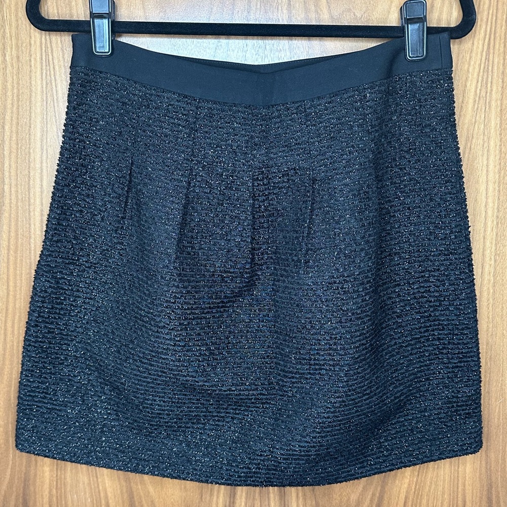 Loft Petite Black Sparkle Skirt